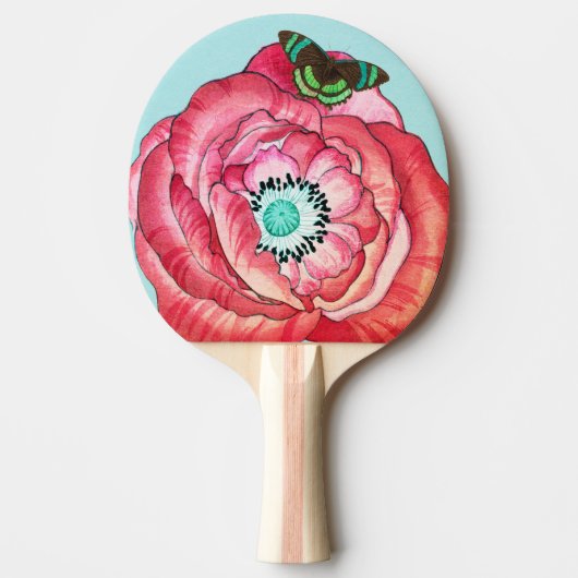 PING PONG PADDLE ORANGE POPPY AND BUTTERFLY TAFELTENNISBATJE (Voorkant)