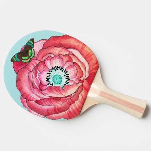 PING PONG PADDLE ORANGE POPPY AND BUTTERFLY TAFELTENNISBATJE (Zijkant)