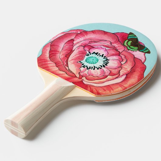 PING PONG PADDLE ORANGE POPPY AND BUTTERFLY TAFELTENNISBATJE (Voorkant Gekanteld)
