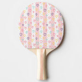 Ping Pong Paddle Pink & White Stripe Hearts Tafeltennisbatje (Voorkant)