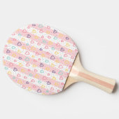 Ping Pong Paddle Pink & White Stripe Hearts Tafeltennisbatje (Zijkant)