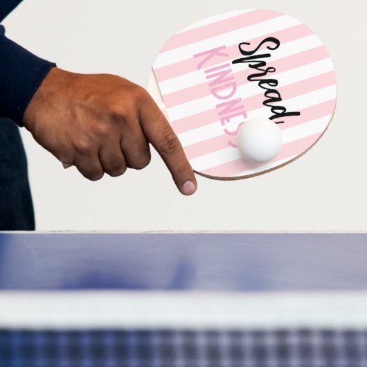 Ping Pong Paddle Pink & White Stripe Kindness Tafeltennisbatje (Insitu)