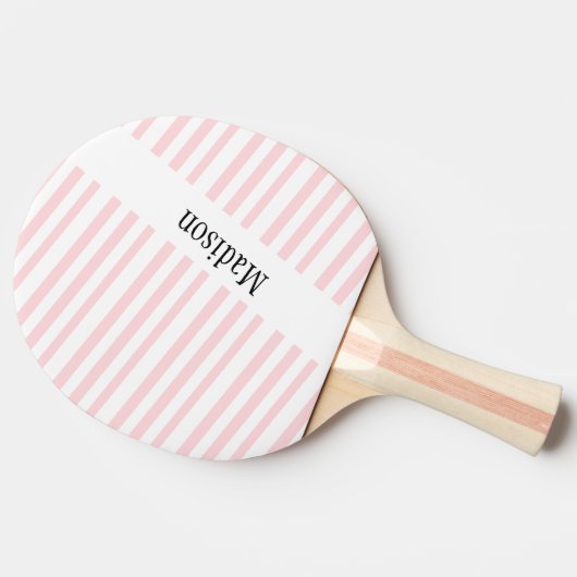 Ping Pong Paddle Pink & White Stripe Tafeltennisbatje (Zijkant)