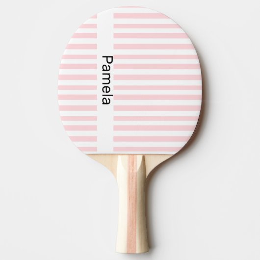 Ping Pong Paddle Pink & White Stripe Tafeltennisbatje (Voorkant)