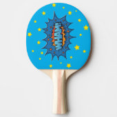 Ping Pong Paddle - Pop Art Wham Blue Oranje Tafeltennisbatje (Voorkant)