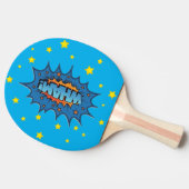 Ping Pong Paddle - Pop Art Wham Blue Oranje Tafeltennisbatje (Zijkant)