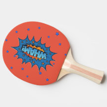 Ping Pong Paddle - Pop Art Wham Blue Oranje