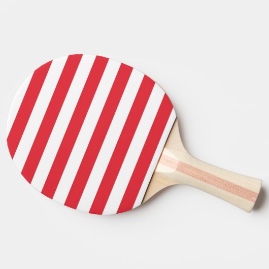 Ping Pong Paddle Red & White Stripe Tafeltennisbatje (Zijkant)