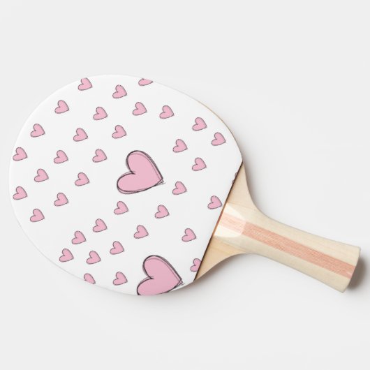 Ping Pong Paddle Roze Harten Tafeltennisbatje (Zijkant)