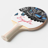 Ping Pong Paddle "SOPHIE" BUTTERFLIES Tafeltennisbatje (Voorkant Gekanteld)