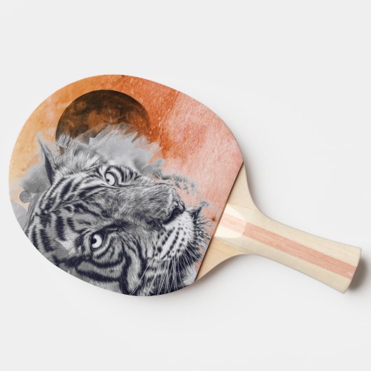 Ping Pong Paddle, TIGER AND BLACK MOON Tafeltennisbatje (Zijkant)