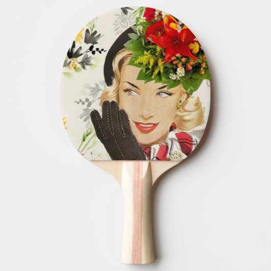 Ping Pong Paddle  Vrouw Bloemen Tafeltennisbatje (Voorkant)