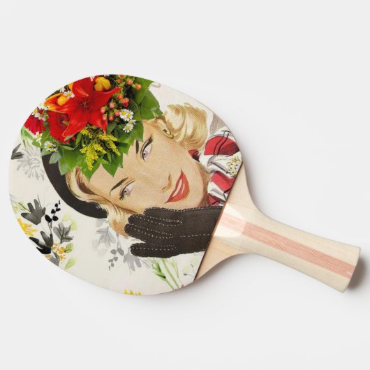 Ping Pong Paddle  Vrouw Bloemen Tafeltennisbatje (Zijkant)