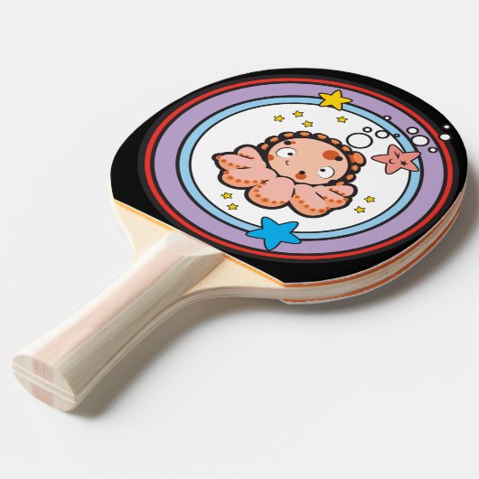 Ping Pong Paddle, White Rubber Back Tafeltennisbatje (Voorkant Gekanteld)