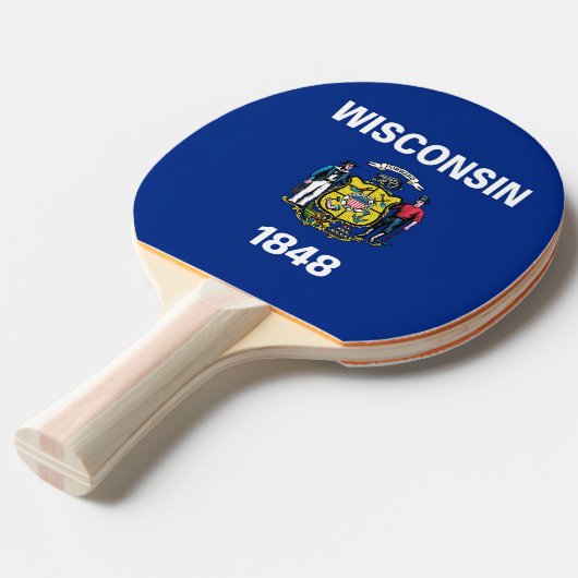 Ping pong paddle with Flag of Wisconsin, Verenigde Tafeltennisbatje (Voorkant Gekanteld)
