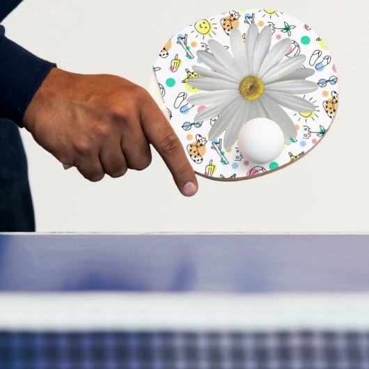 Ping Pong Paddle Witte Daisy Bloemen Tafeltennisbatje (Insitu)