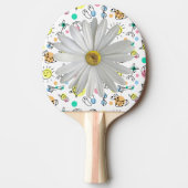 Ping Pong Paddle Witte Daisy Bloemen Tafeltennisbatje (Voorkant)
