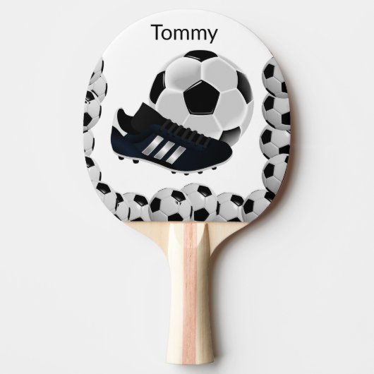 Ping Pong Paddle Zwart Wit Voetbal Sport Tafeltennisbatje (Voorkant)