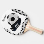 Ping Pong Paddle Zwart Wit Voetbal Sport Tafeltennisbatje (Zijkant)