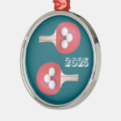 Ping Pong Paddles en Balls Metalen Ornament (Links)