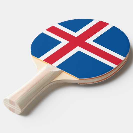 Ping pong peddel met de vlag van IJsland Tafeltennisbatje (Voorkant Gekanteld)