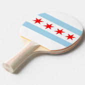 Ping pong peddel met vlag van Chicago, Illinois Tafeltennisbatje (Voorkant Gekanteld)