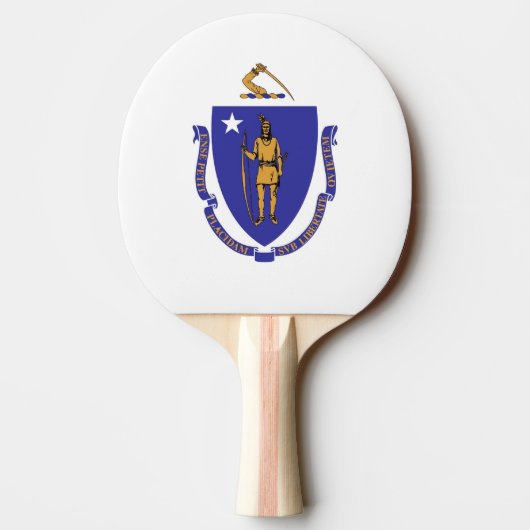 Ping pong peddel met vlag van Massachusetts, Veren Tafeltennisbatje (Achterkant)