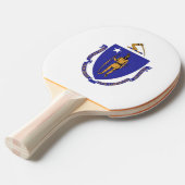 Ping pong peddel met vlag van Massachusetts, Veren Tafeltennisbatje (Voorkant Gekanteld)