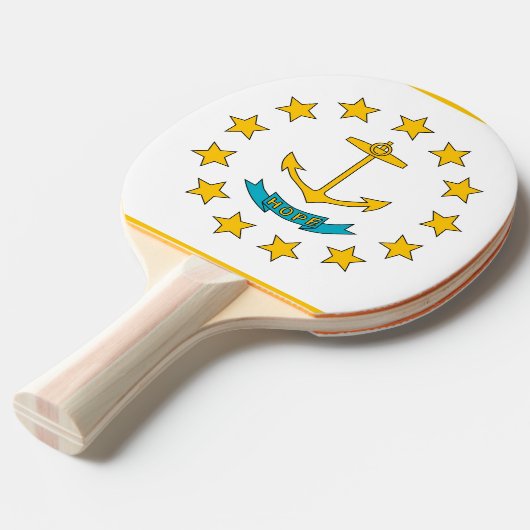Ping pong peddel met vlag van Rhode Island, Vereni Tafeltennisbatje (Voorkant Gekanteld)