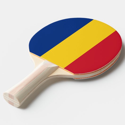 Ping pong peddel met vlag van Roemenië Tafeltennisbatje (Voorkant Gekanteld)