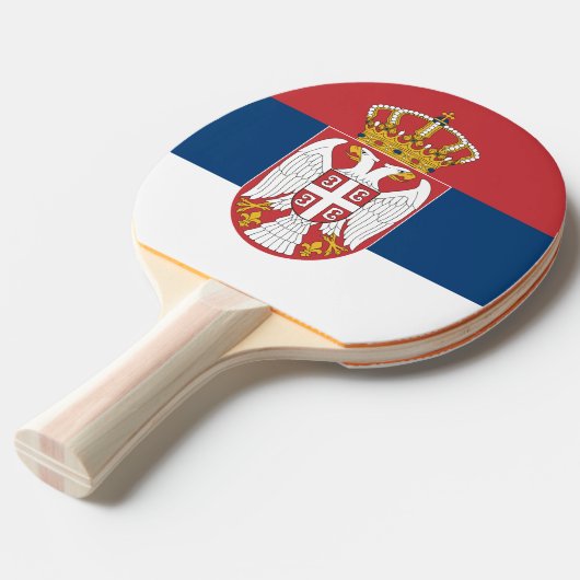Ping pong peddel met vlag van Servië Tafeltennisbatje (Voorkant Gekanteld)