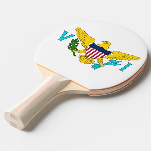 Ping pong peddel met vlag van Virgin Island, Veren Tafeltennisbatje (Voorkant Gekanteld)