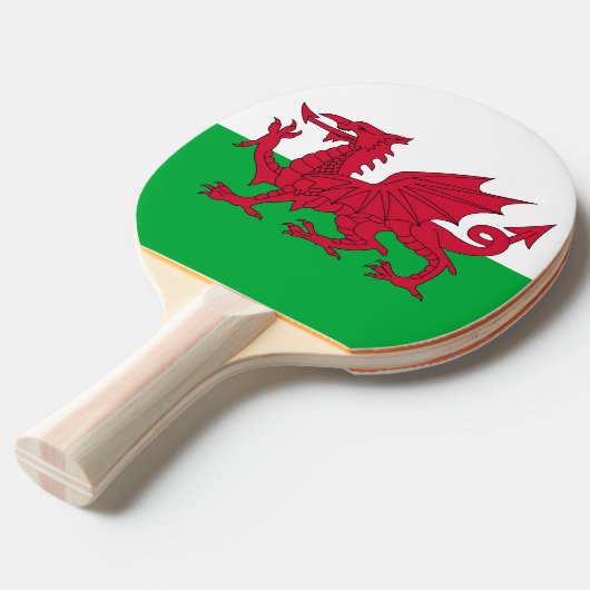 Ping pong peddel met vlag van Wales Tafeltennisbatje (Voorkant Gekanteld)