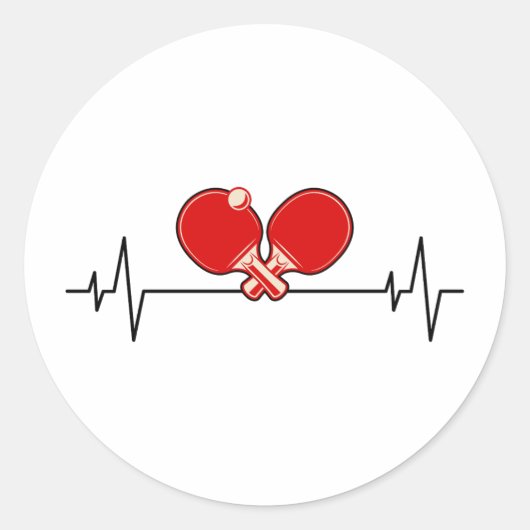 Ping Pong Player Table Tennis Coach Heartbeat Ronde Sticker (Voorkant)
