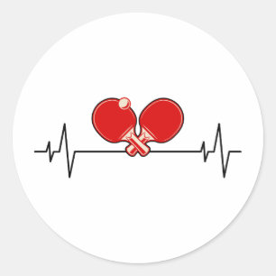 Ping Pong Player Table Tennis Coach Heartbeat Ronde Sticker