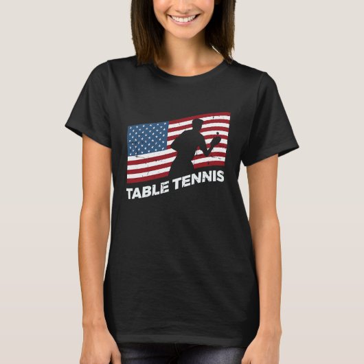 Ping Pong Player USA Flag Table Tennis T-shirt (Voorkant)