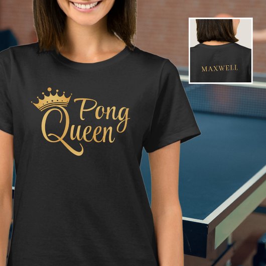 Ping Pong Queen Black Gold Naam T-shirt