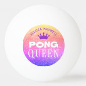 PING PONG QUEEN Gepersonaliseerde Multi Color Glit Pingpongbal (Voorkant)