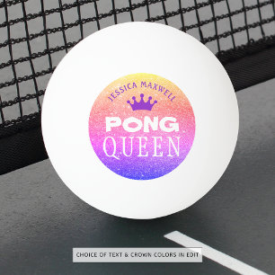 PING PONG QUEEN Gepersonaliseerde Multi Color Glit Pingpongbal
