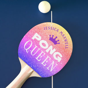 PING PONG QUEEN Gepersonaliseerde Multi Color Glit Tafeltennisbatje