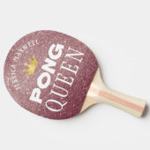 PING PONG QUEEN Personalized Roos Gold Glitter Tafeltennisbatje (Zijkant)