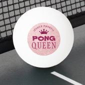 PING PONG QUEEN Pink Glitter Naam Pingpongbal