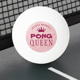 PING PONG QUEEN Pink Glitter Naam Pingpongbal