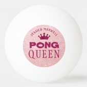 PING PONG QUEEN Pink Glitter Naam Pingpongbal (Voorkant)