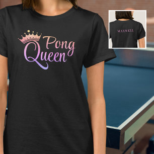 Ping Pong Queen Roze Paarse Naam T-shirt