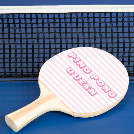 Ping Pong Queen - Schattige Blush Roze Gestreept Tafeltennisbatje (Insitu)