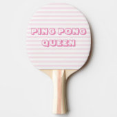 Ping Pong Queen - Schattige Blush Roze Gestreept Tafeltennisbatje (Voorkant)