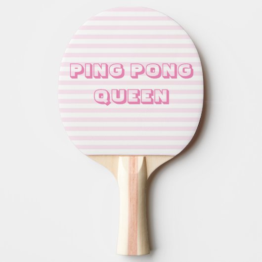Ping Pong Queen - Schattige Blush Roze Gestreept Tafeltennisbatje (Voorkant)