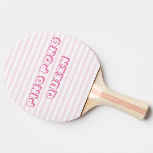 Ping Pong Queen - Schattige Blush Roze Gestreept Tafeltennisbatje (Zijkant)