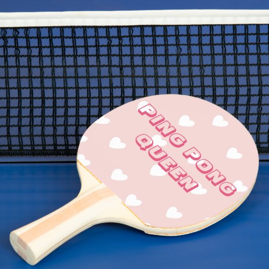 Ping Pong Queen - Schattige Blush Roze & Witte Har Tafeltennisbatje (Insitu)